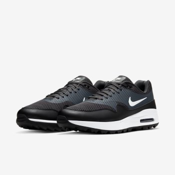 Nike Air Max 1 G - Férfi Golf Cipő - Fekete/Sötét Szürke/Fehér/Fehér